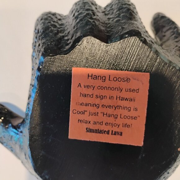 Vtg Coco Joe's Black Lava Hang Loose Hand Trinket Dish Tray Hawaii OG Sticker - Picture 2 of 6